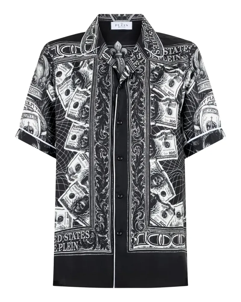 Philipp Plein Hemd mit Totenkopf-Dollar-Print - Schwarz Schwarz