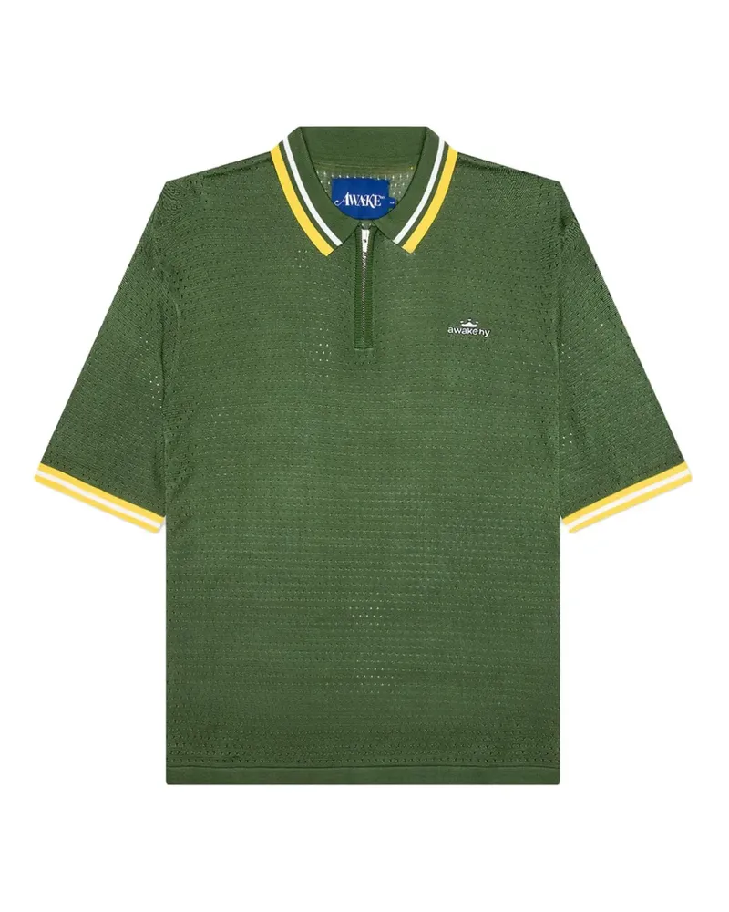 AWAKE NY Poloshirt mit Reißverschluss - Grün Grün