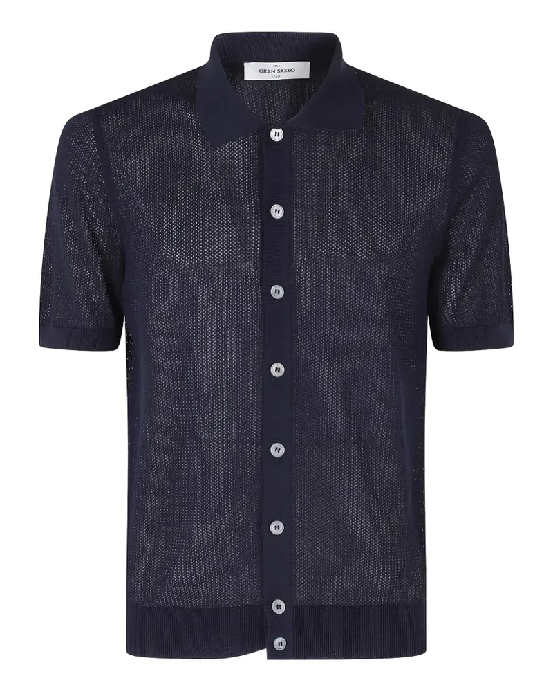 Gran Sasso Geknöpftes Poloshirt in Lochstrick - Blau Blau