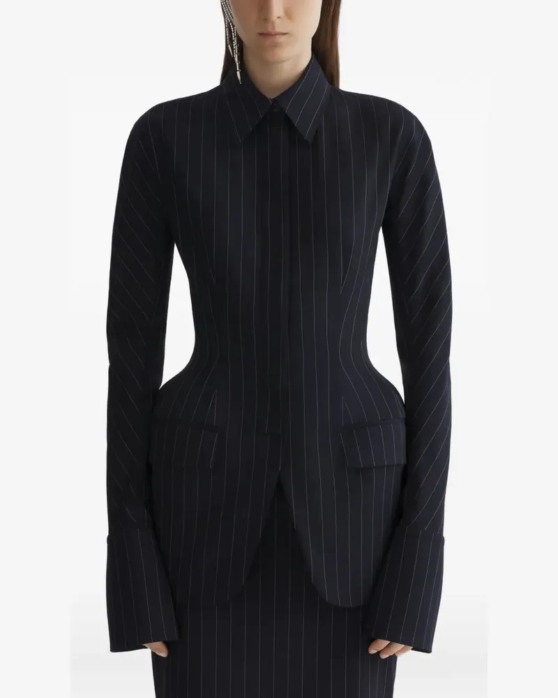 Thierry Mugler Klassische Jacke mit Nadelstreifen - Schwarz Schwarz