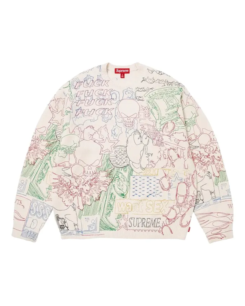 Supreme Being collage-embroidered sweater - Weiß Weiß
