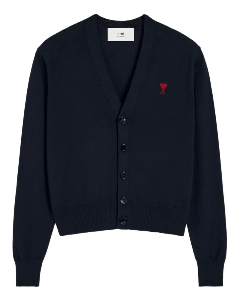 AMI Paris Cardigan mit Ami de Coeur-Motiv - Blau Blau
