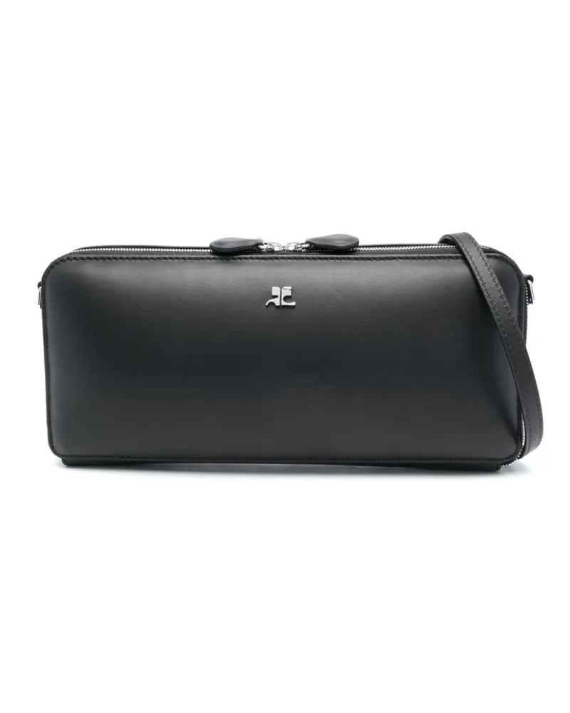 Courrèges Schultertasche mit Logo-Schild - Schwarz Schwarz