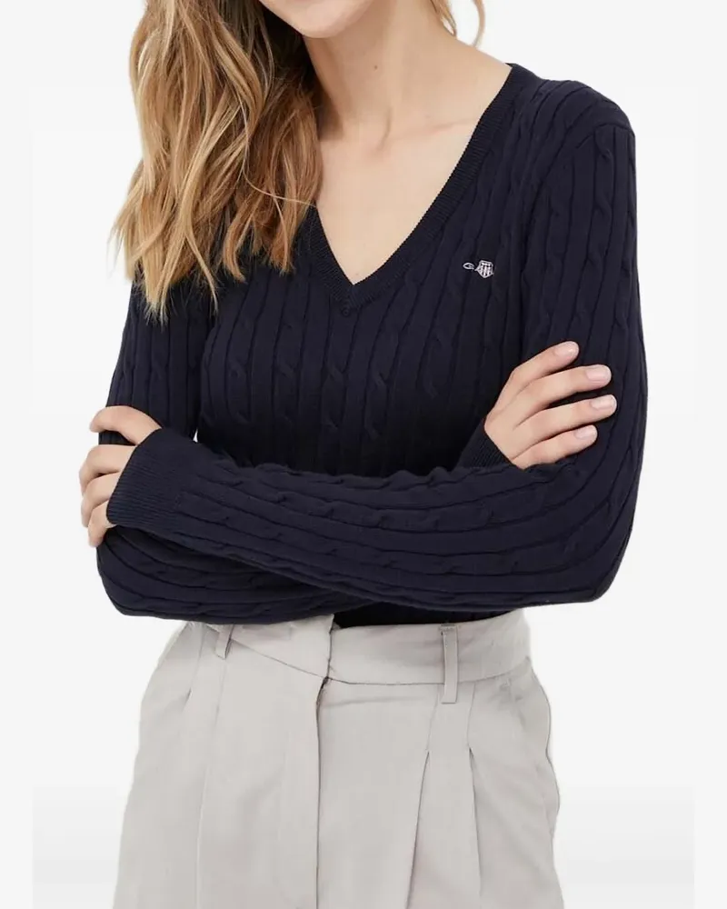Gant Pullover mit Zopfmuster - Blau Blau