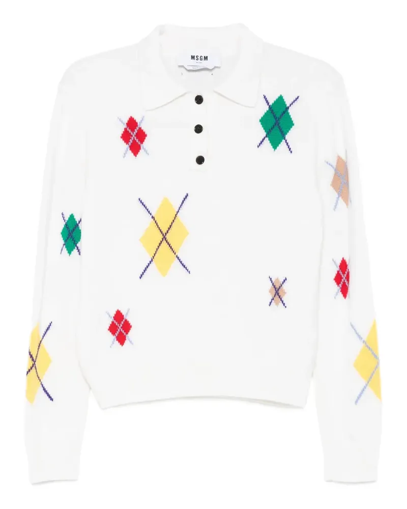 MSGM Pullover mit Rautenmuster - Weiß Weiß