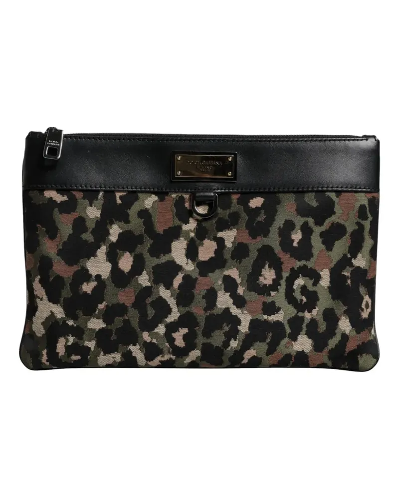 Dolce & Gabbana Clutch mit Leoparden-Print - Schwarz Schwarz
