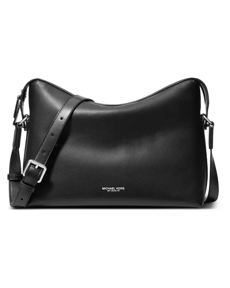 Michael Kors Mittelgroße Nicholas Kuriertasche aus gekörntem Leder - Schwarz Schwarz