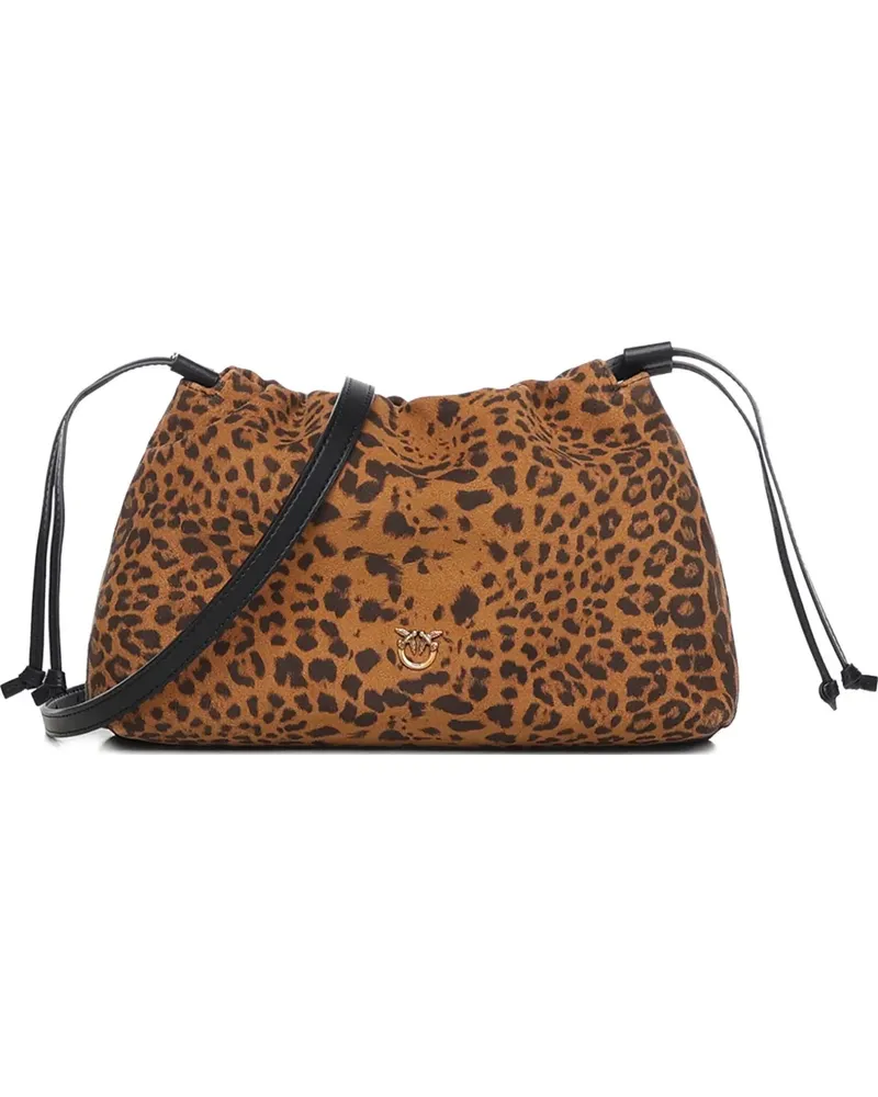Pinko small leopard print clutch bag - Braun Braun