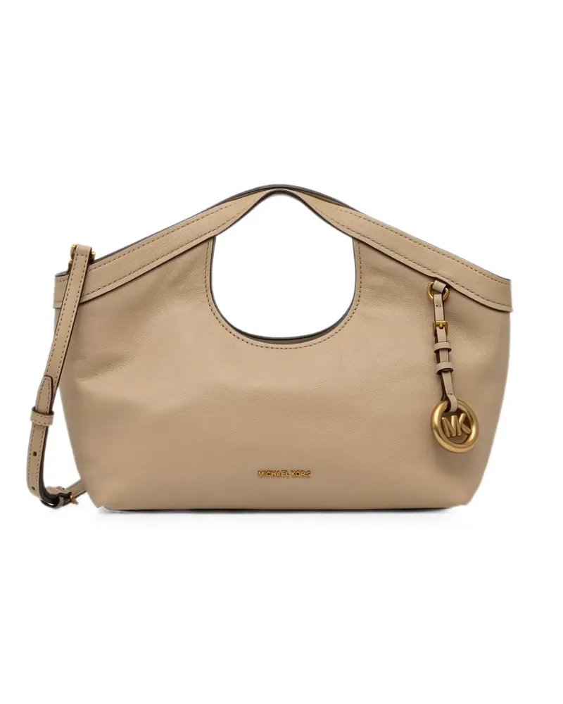 Michael Kors logo-plaque leather shoulder bag - Nude Nude