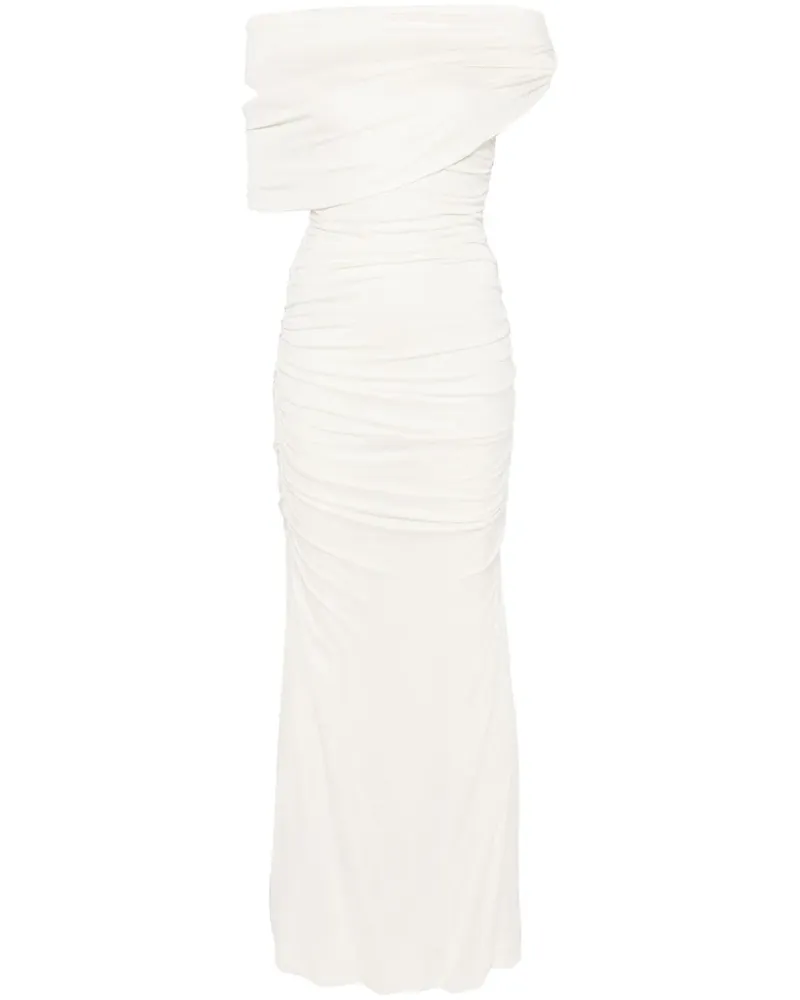 Blumarine Gerafftes Maxikleid - Weiß Weiß