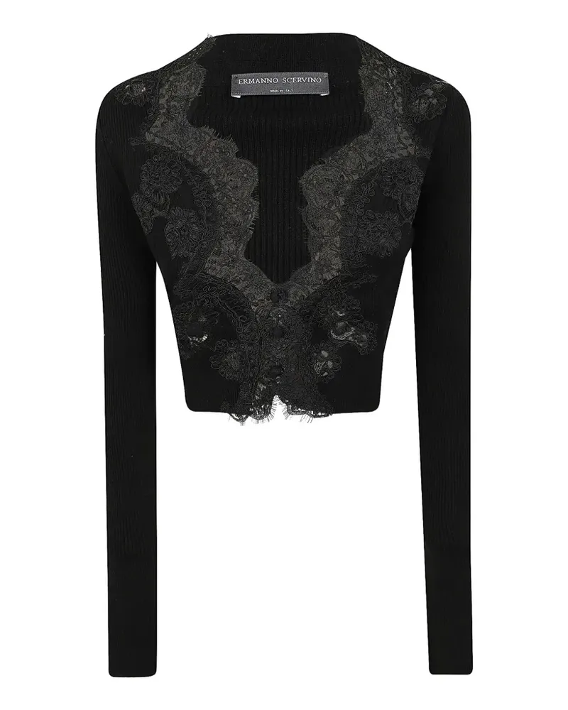 Ermanno Scervino Cardigan mit Spitzenbesatz - Schwarz Schwarz
