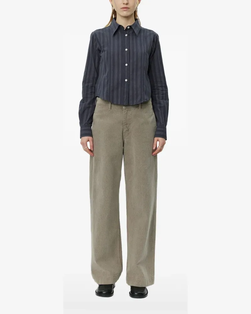 Mfpen Gestreiftes Readers Hemd - Grau Grau