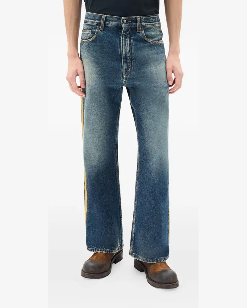 Ann Demeulemeester Alarik stonewashed stripe trousers - Blau Blau