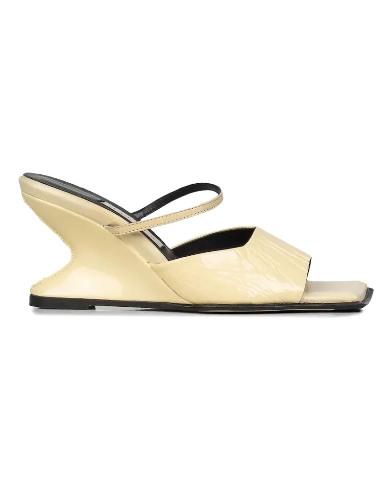 Miista ruched sculptural wedge slides - Nude Nude