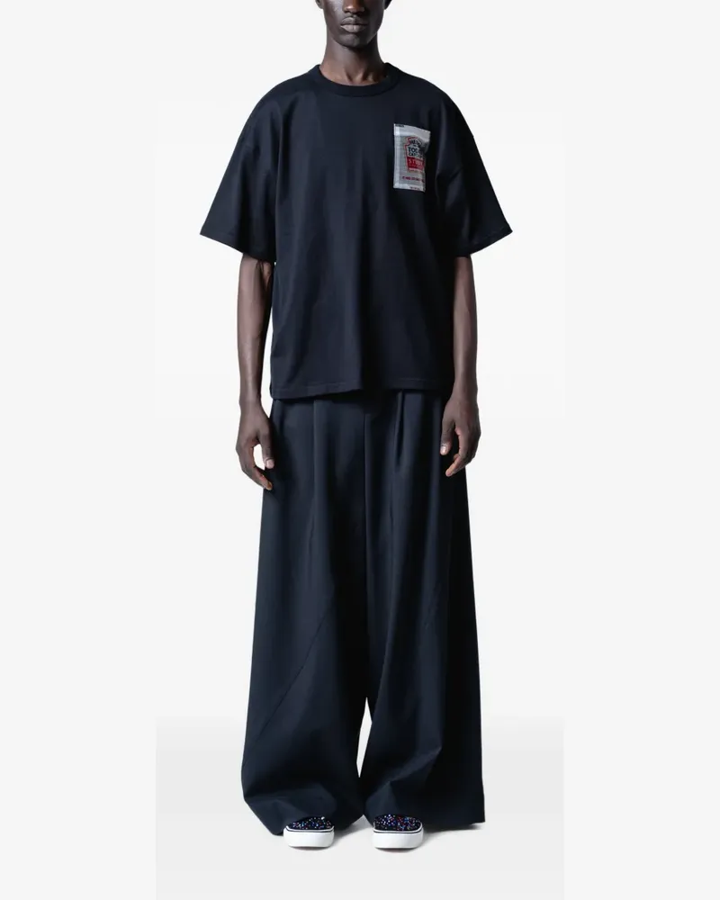 Yoshio Kubo Twist Wide-Leg-Hose mit Falten - Schwarz Schwarz