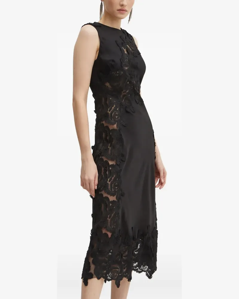 Bardot lace-applique midi dress - Schwarz Schwarz