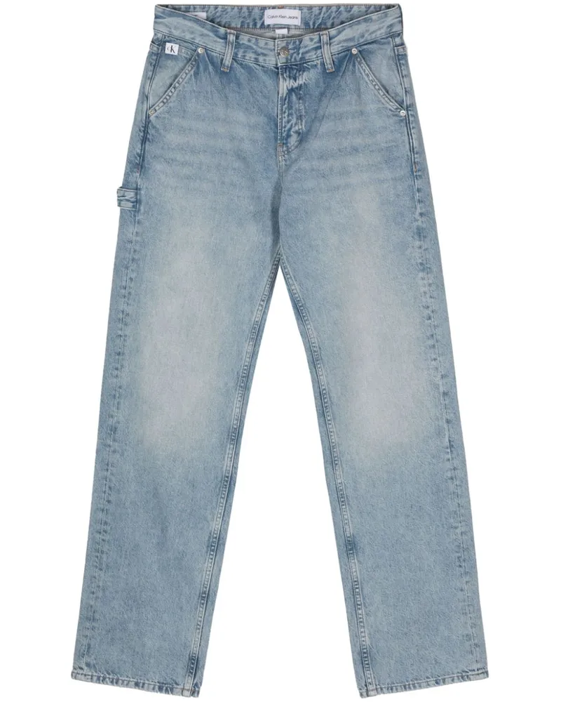 Calvin Klein Ausgeblichene Straight-Leg-Jeans Blau