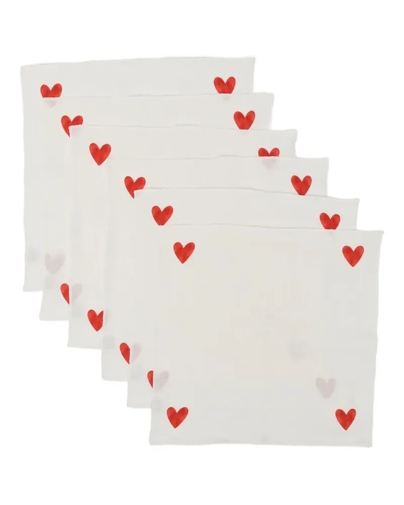 Bambah Heart Servietten (6er-Set) - Weiß Weiß