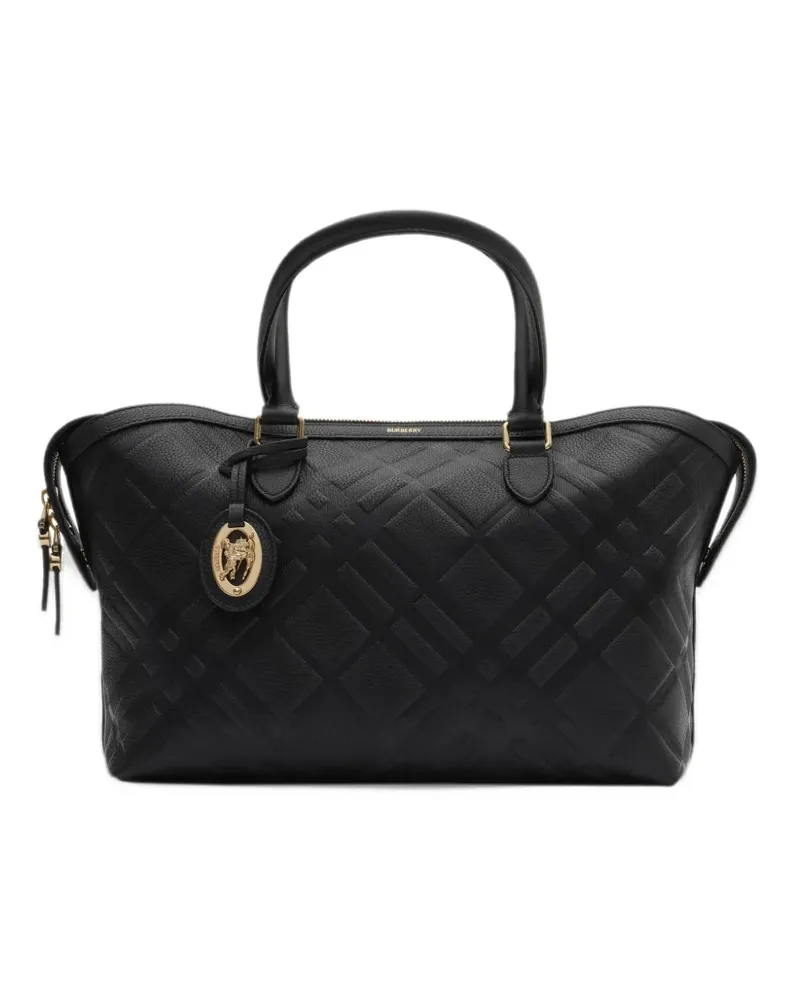 Burberry small embossed-Check zip tote - Schwarz Schwarz