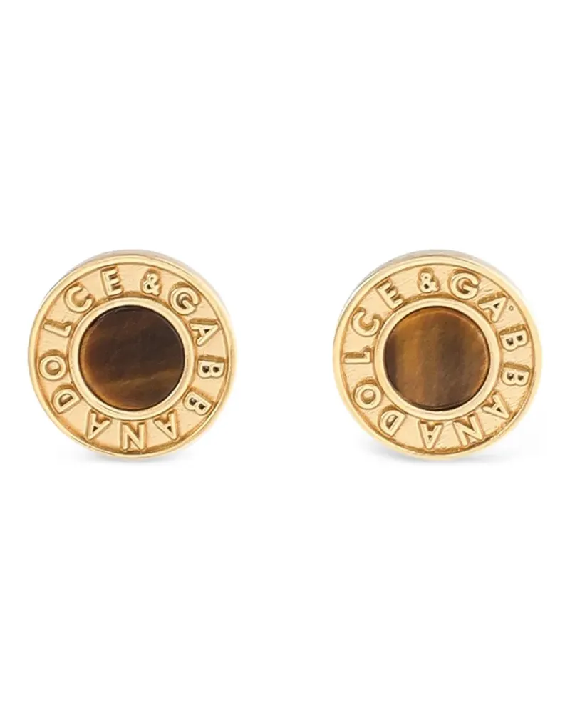 Dolce & Gabbana Ohrstecker mit Logo-Gravur - Gold Gold