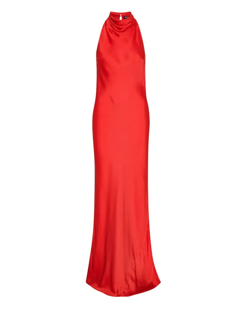 ROTATE Birger Christensen Maxikleid mit Schalkragen Rot