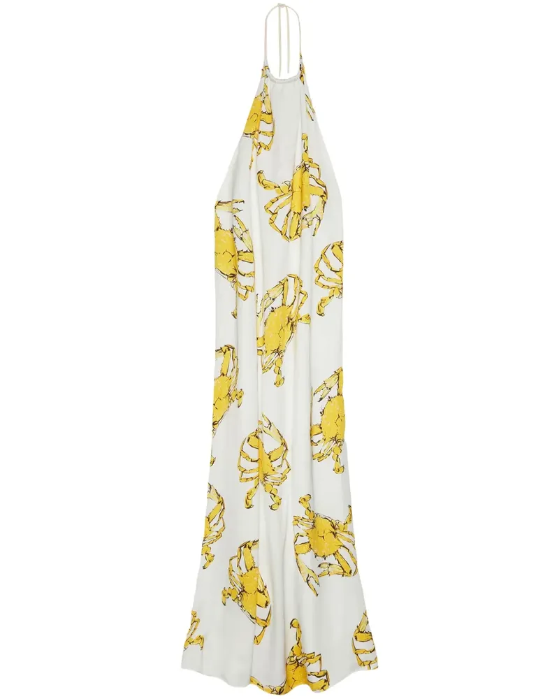 MSGM Kleid mit Krebs-Print - Weiß Weiß