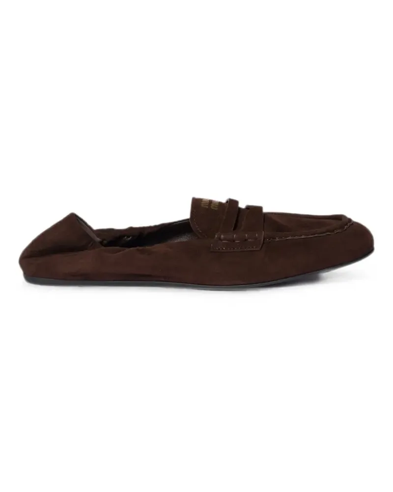 Miu Miu Ruches suede loafers - Braun Braun