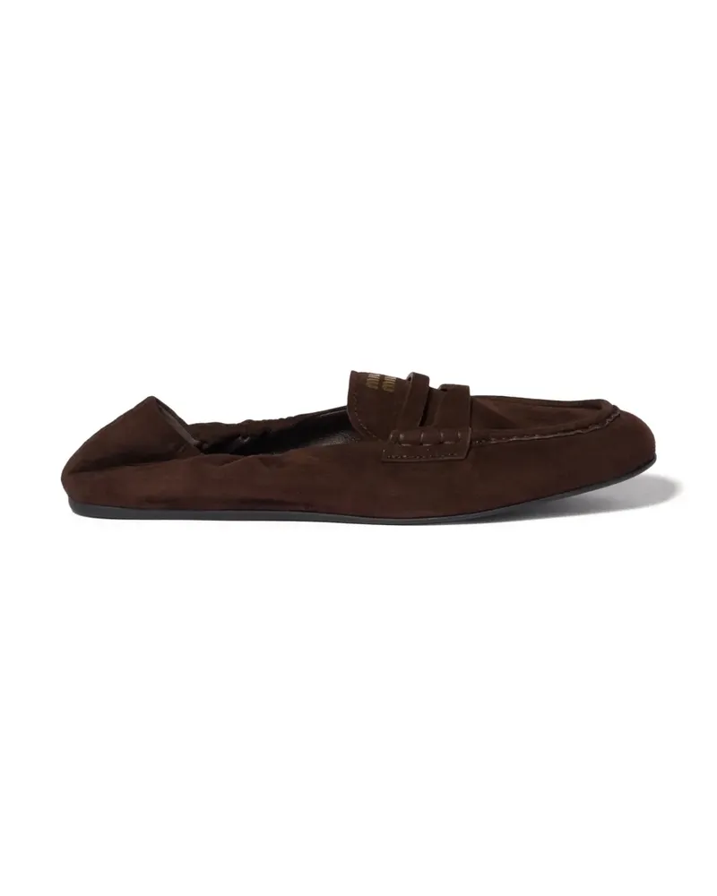 Miu Miu Ruches suede loafers - Braun Braun