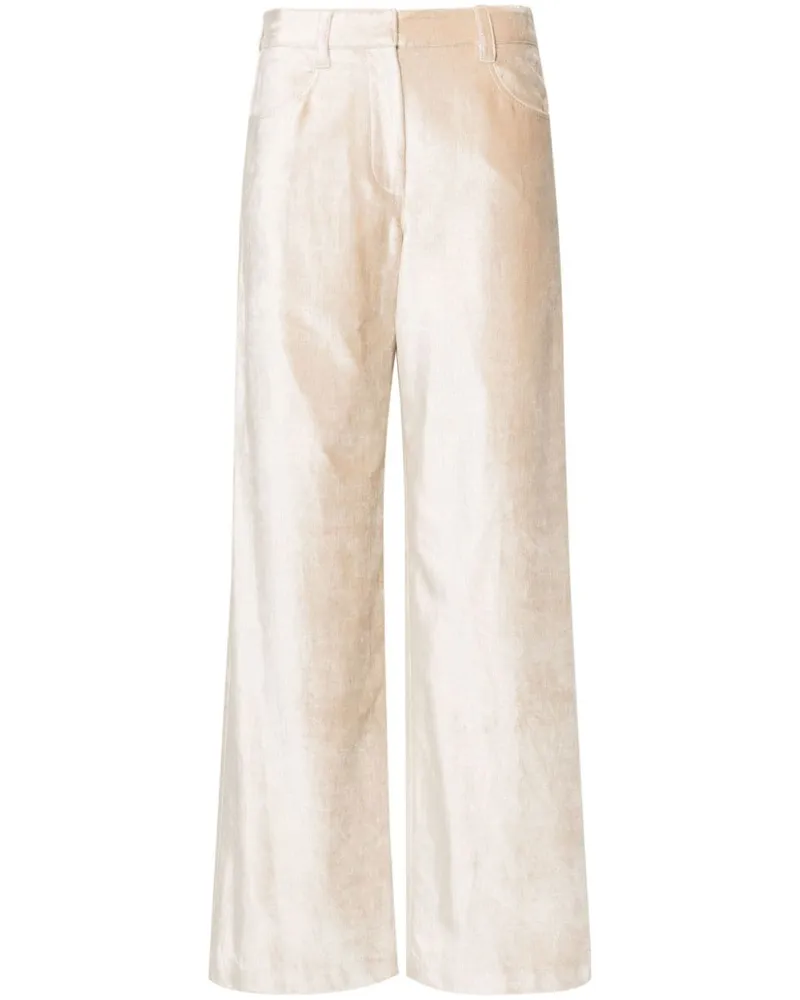 Brunello Cucinelli Samthose mit weitem Bein - Nude Nude