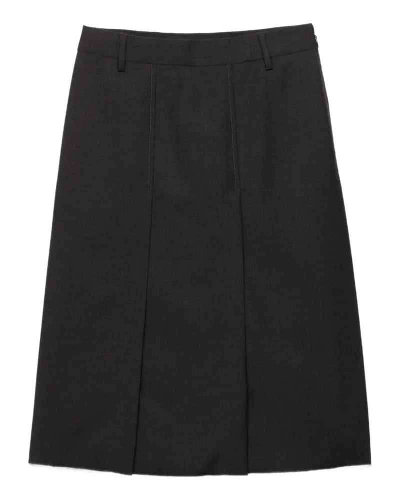 Prada Grisaille Midirock mit Falten - Schwarz Schwarz