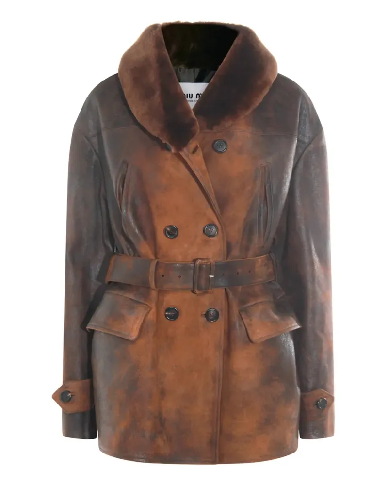 Miu Miu leather double-breasted jacket - Braun Braun