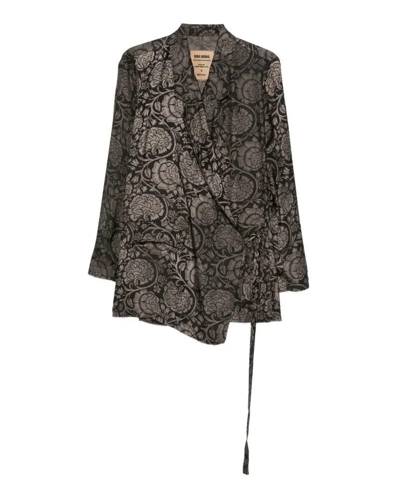 Uma Wang Khloe floral-print tie jacket - Schwarz Schwarz