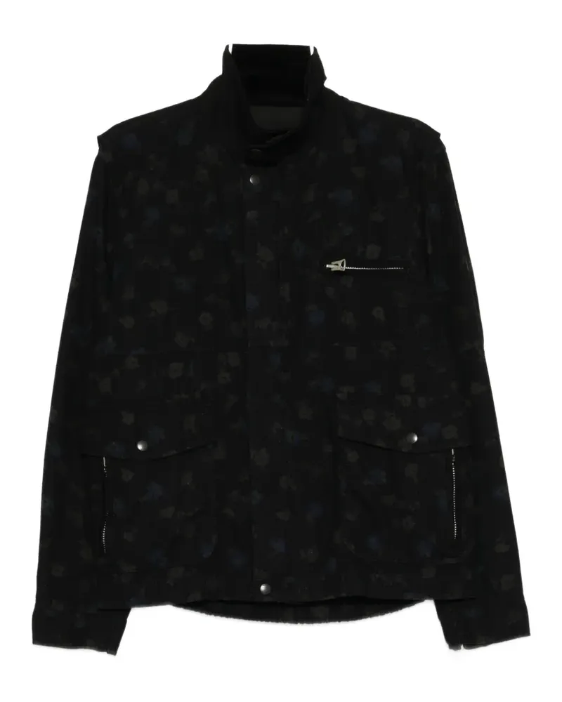 Sacai floral-print high-neck jacket - Schwarz Schwarz