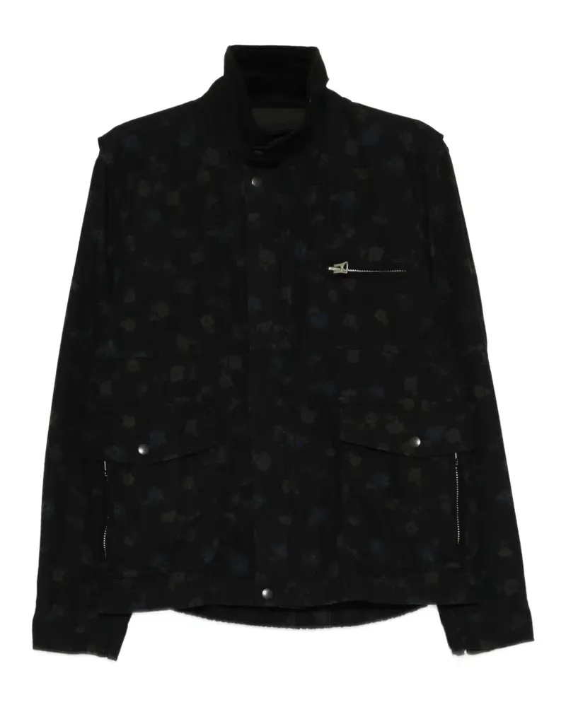 Sacai floral-print high-neck jacket - Schwarz Schwarz