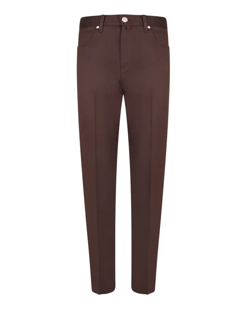 Jacob Cohën Edo Hose aus Twill mit Bügelfalten - Braun Braun