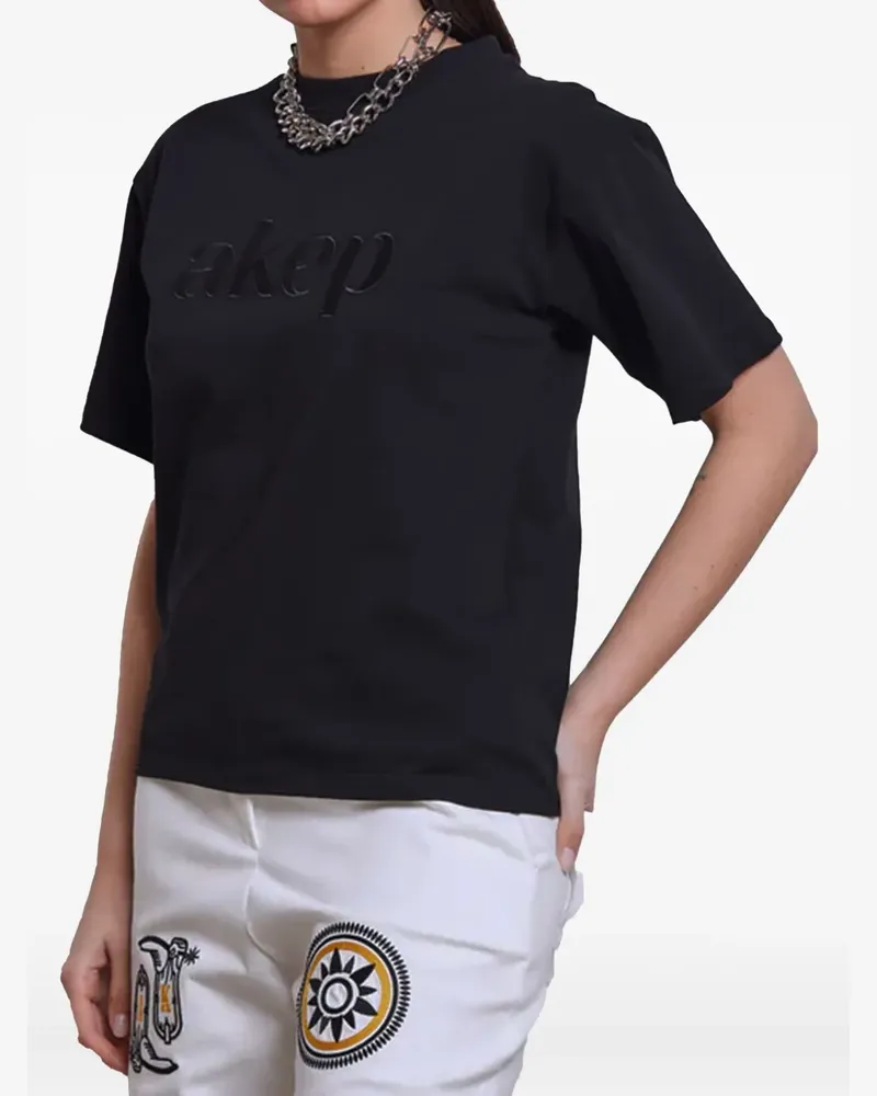 AKEP T-Shirt mit Logo-Stickerei - Schwarz Schwarz
