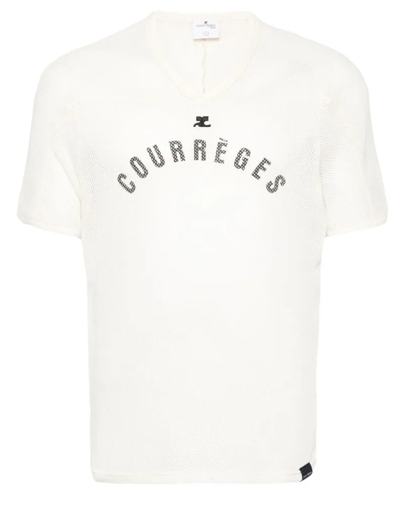 Courrèges Baseball Mesh-T-Shirt mit Print - Nude Nude