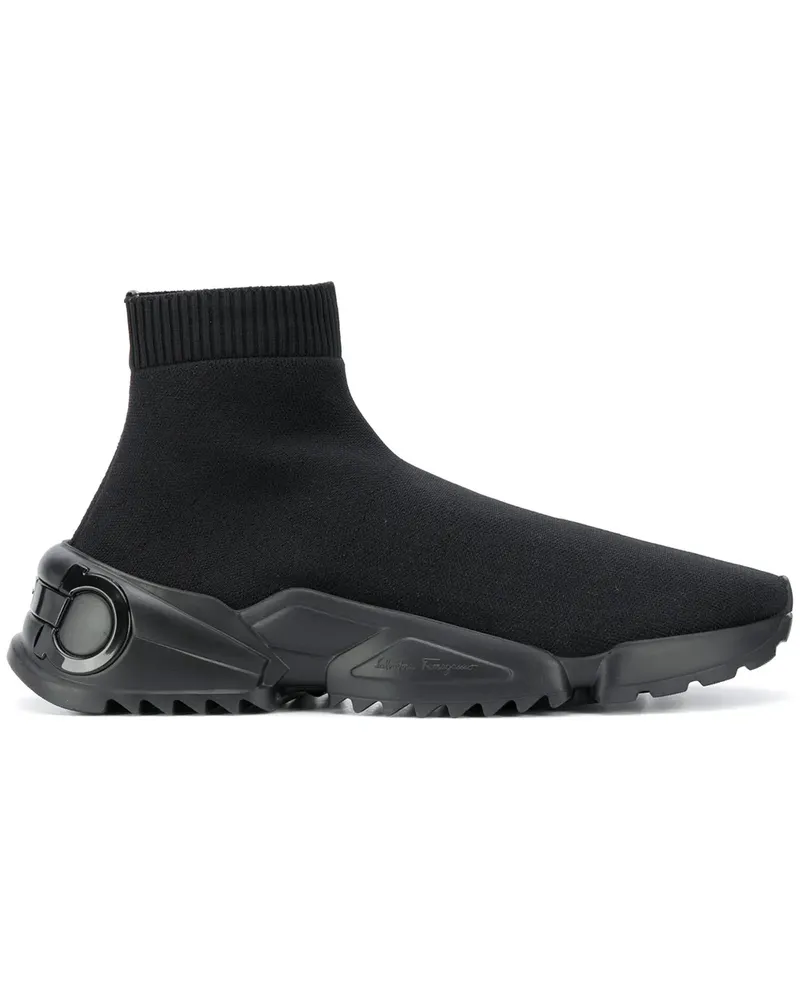 Ferragamo Sock-Sneakers in Strickoptik - Schwarz Schwarz