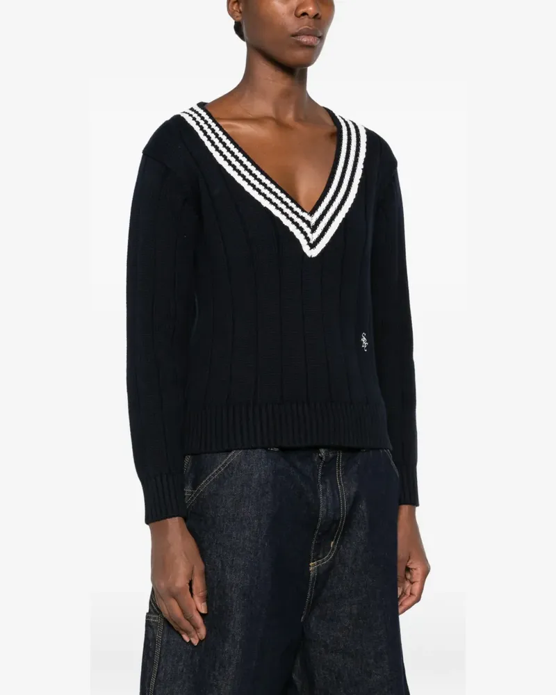 SPORTY & RICH V-neck sweater - Blau Blau