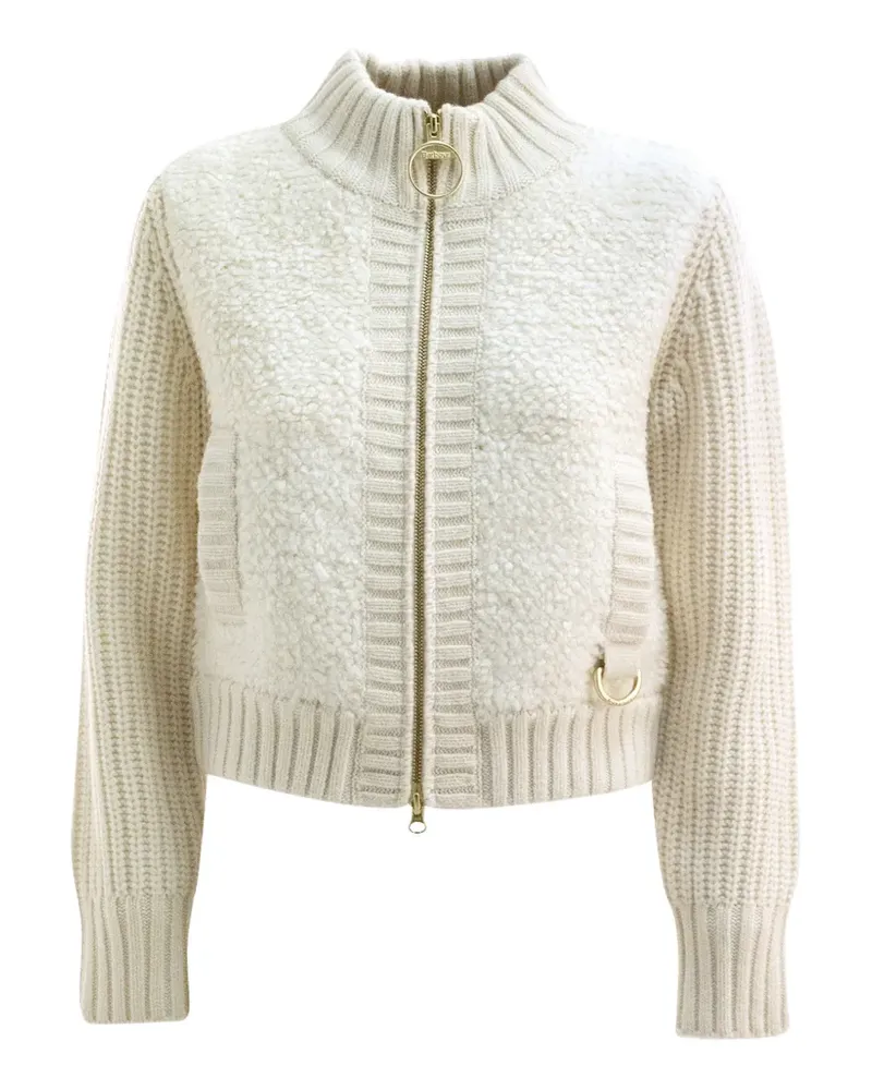 Barbour Gerippte Strickjacke mit Fleece-Einsätzen - Nude Nude