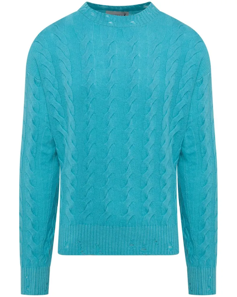 Laneus Pullover mit Zopfmuster - Blau Blau