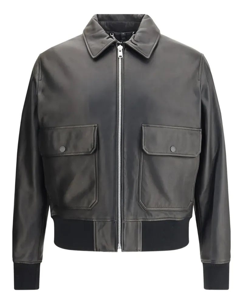Belstaff Lederjacke mit Reißverschluss - Schwarz Schwarz