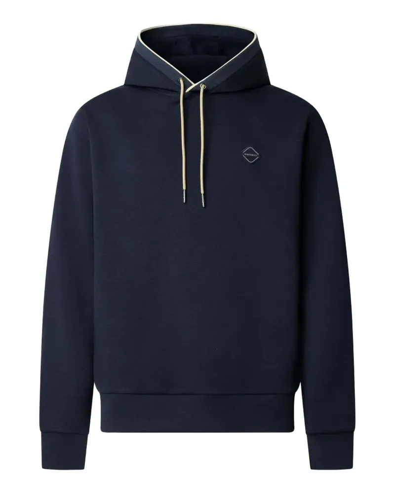 Hackett Hoodie mit Paspelierung und Logo-Patch - Blau Blau