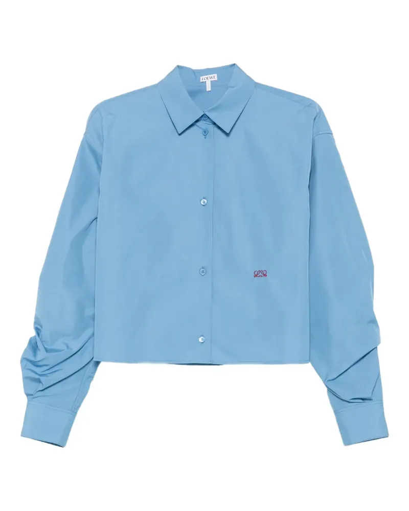 Loewe Anagram-embroidered gathered-sleeve shirt - Blau Blau