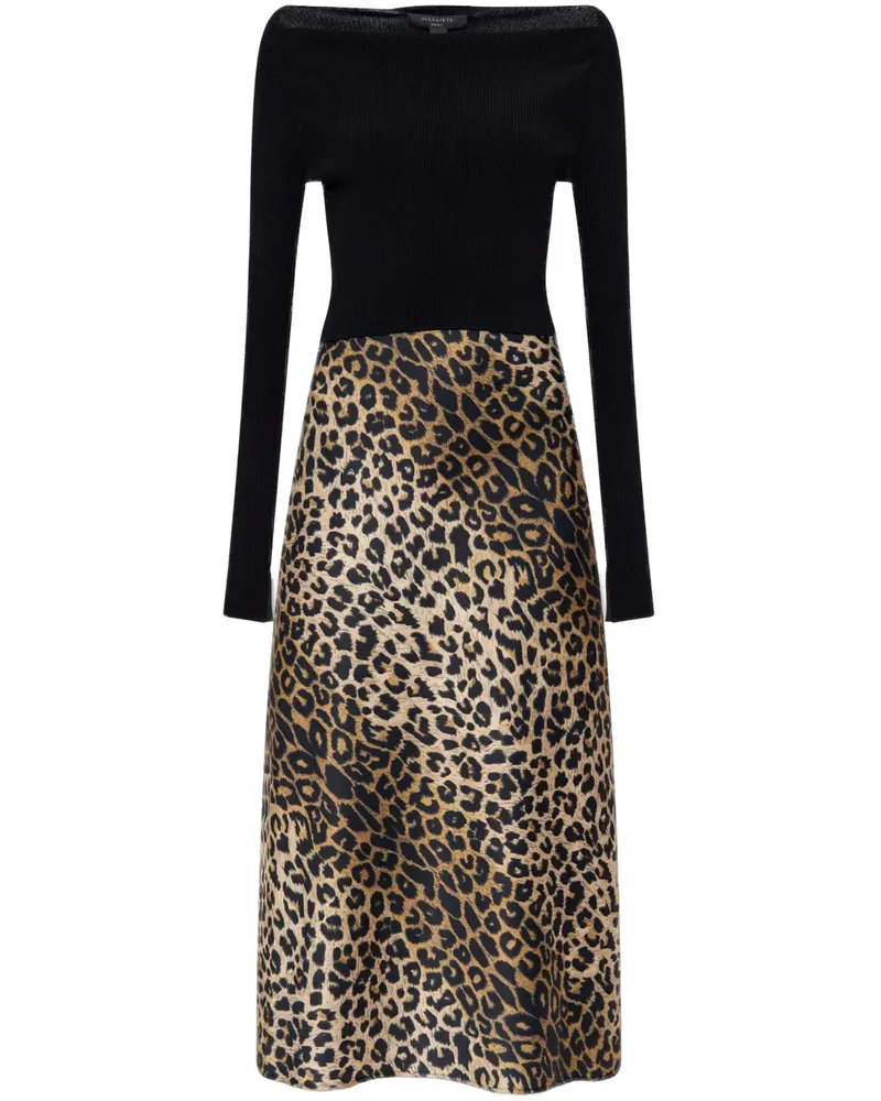 AllSaints Hera Midikleid - Schwarz Schwarz