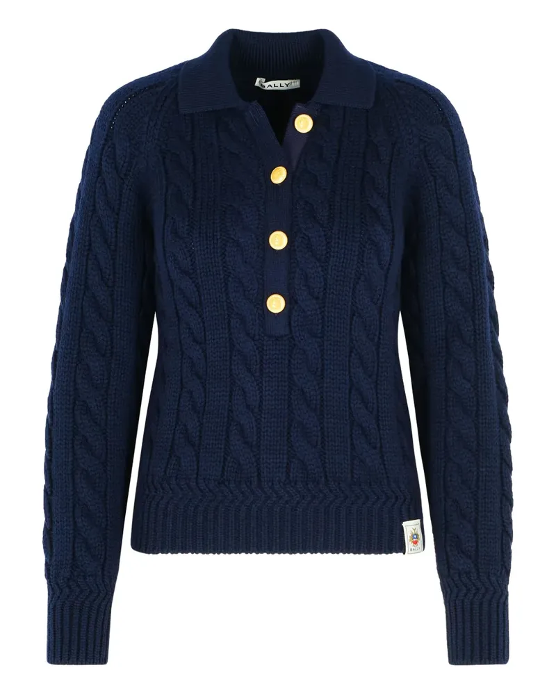 Bally cable-knit ribbed-collar sweater - Blau Blau