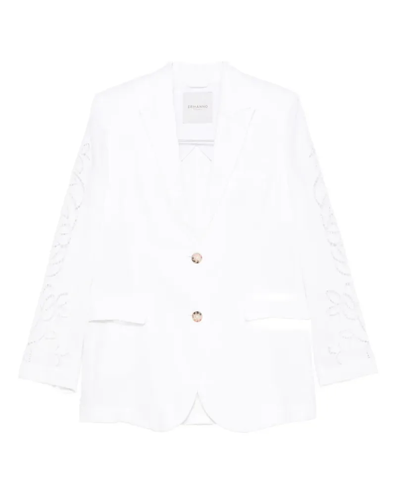 Ermanno Scervino floral-embroidered buttoned blazer - Weiß Weiß