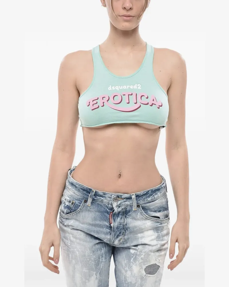 Dsquared2 logo-detail cropped top - Blau Blau