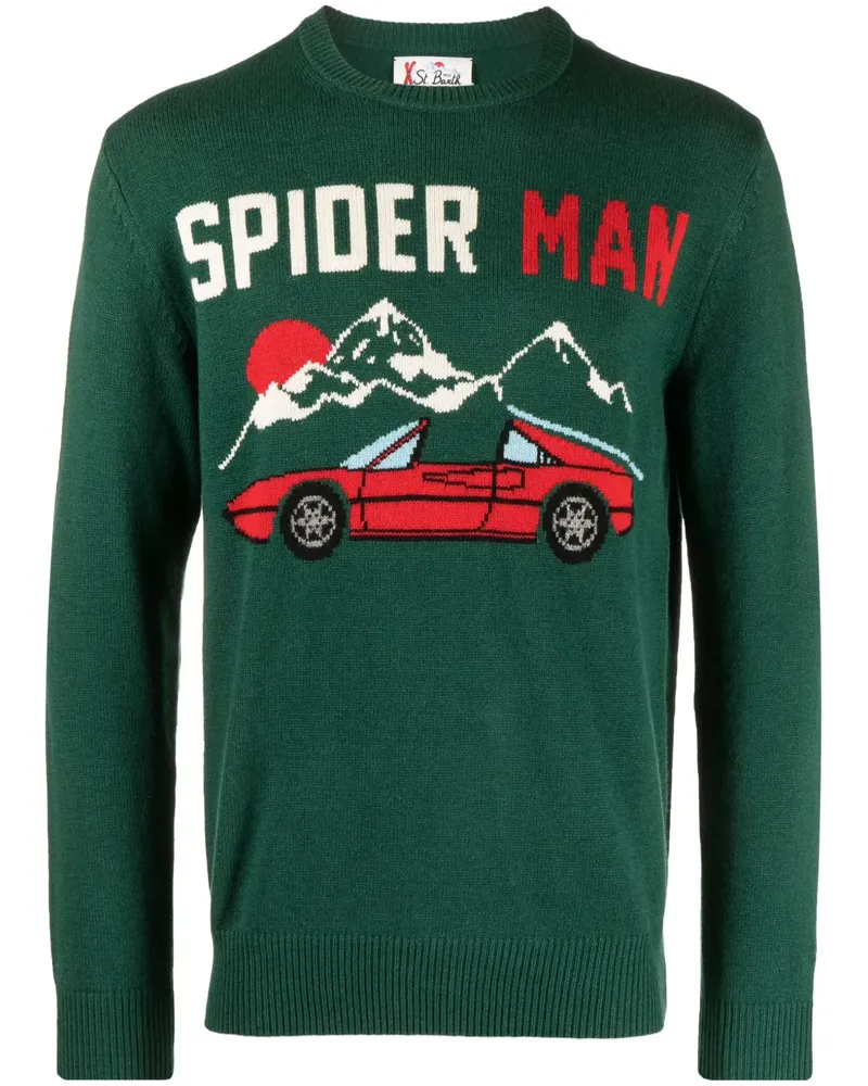 MC2 Saint Barth Spider Man Intarsien-Pullover - Grün Grün