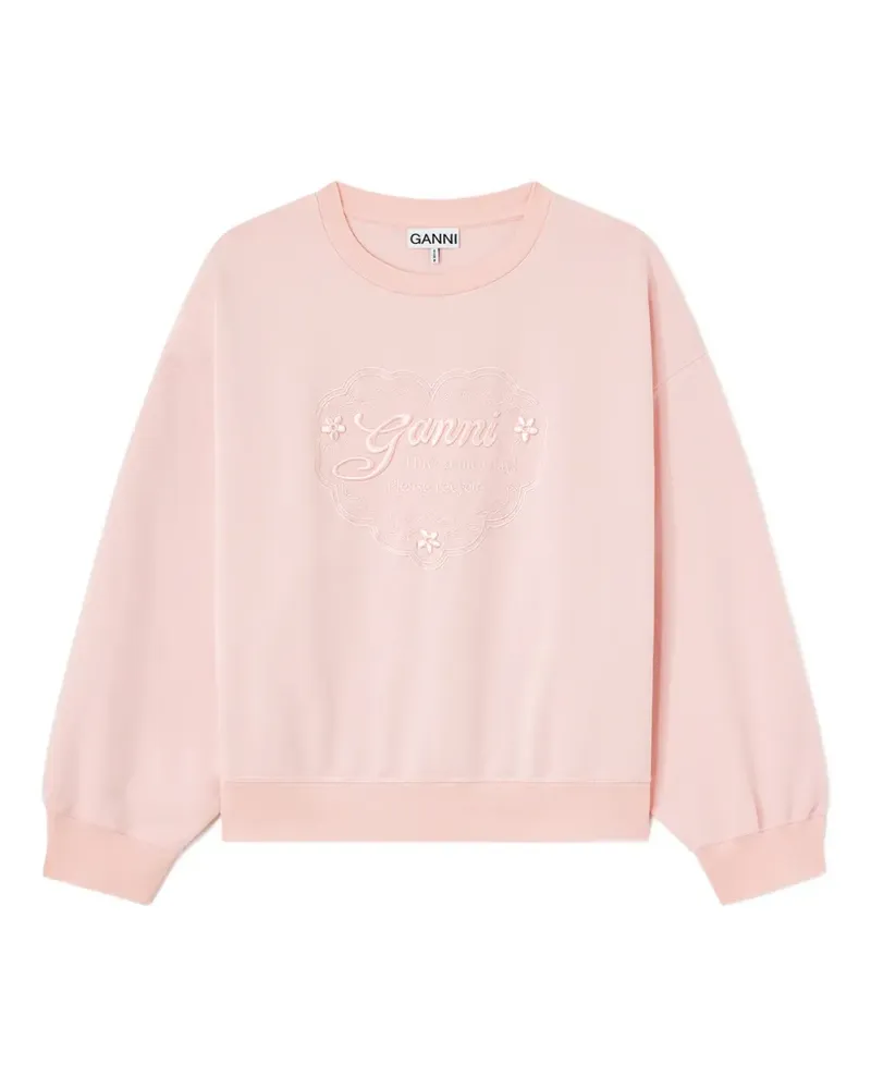 Ganni Sweatshirt mit Logo-Stickerei - Rosa Rosa
